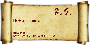 Hofer Imre névjegykártya